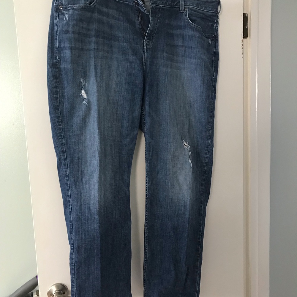 Lane Bryant straight leg distressed jeans size 22